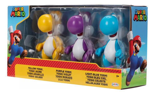 Set De Yoshis En Color Amarillo, Morado Y Azul