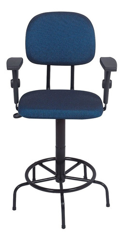 Cadeira De Caixa Alta Atendimento Portaria Balcao Com Braco Cor Azul