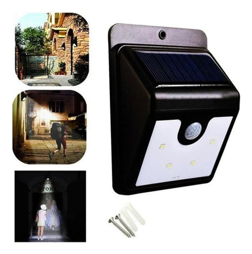 Luz Led Exterior Energía Solar Y Sensor Movimiento Everbrite Color Negro