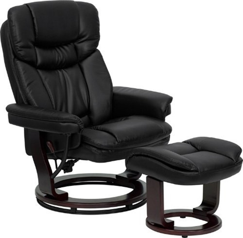 Silla Reclinable Otomano Piel Contemporanea Base Madera