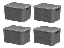 Comprar Set 4 Cajas Organizadoras Simil Rattan 17 Lts Plasnew
