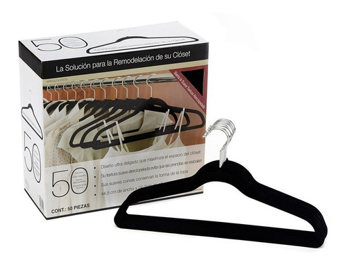 Set 50 Ganchos De Terciopelo Cohesion Products Color Negro