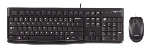 Kit Teclado E Mouse Com Fio Logitech Mk120 Usb Preto Preto