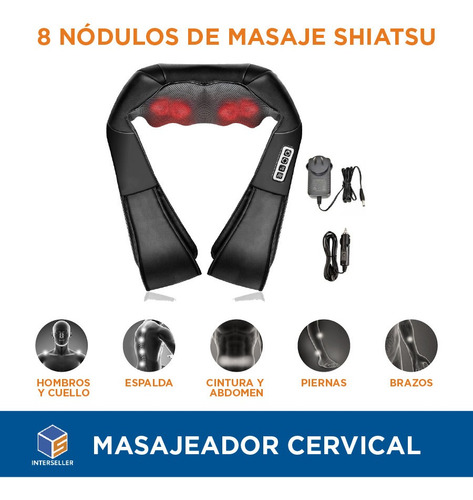 Imagen 3 de 8 de Masajeador Cervical Espalda Hombros Pie Shiatsu Calor Lumbar