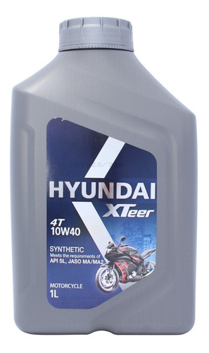 Aceite Hyundai Xteer 4t 10w-40 Ma2 Bidon 1 Litro