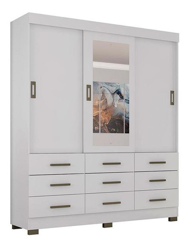 Guarda Roupa Casal E2239 Branco Carbono Flex Araplac