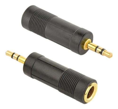 2 Adaptador Convertidor 6.35 Plug Hembra A Mini 3.5 Macho X2