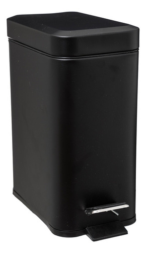 Bote De Basura Rectangular Con Pedal Negro 5l Softclose