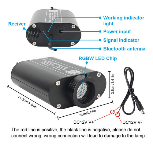 Motor De Luz De Fibra Óptica Bluetooth De 16 W Aplicación