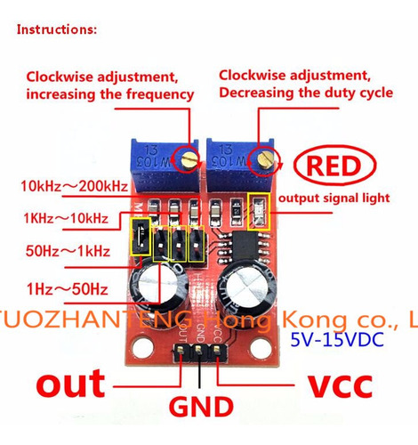 Oscilador 555 Hasta 200 Khz Pwm Ajustable, 2 Unidades