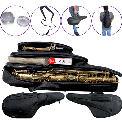 Case Bag Capa Luxo Sax Alto + Brinde C/ Bolso Hinário Tudel