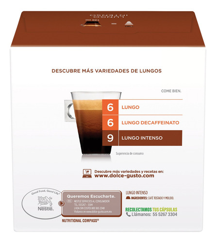 Caja X16 Cápsulas De Café Nescafé Dolce Gusto Lungo Intenso