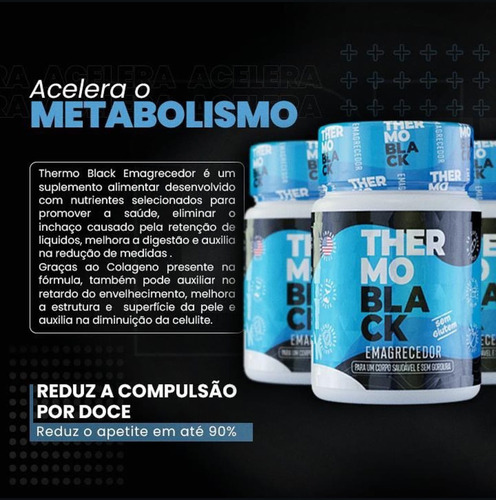 Thermo Black Emagrecedor Forte 30 Cáps 500mg Sem Sabor