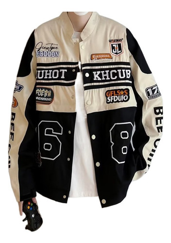 A Chaqueta Béisbol Para Hombre Motocicleta Retro Americana