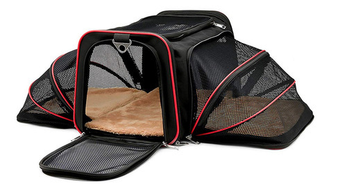 Bolsa de viaje para mascotas con cabina de avión ampliable para perros y gatos color rojo Duke & Dixe