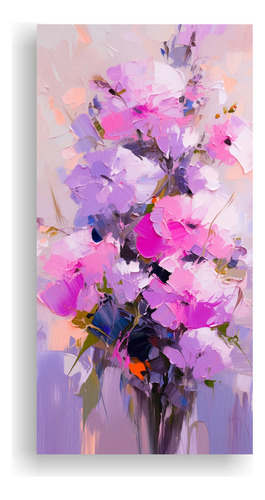 100x50cm Cuadro Decorativo Flores Morado Y Rosa Diseño Excl