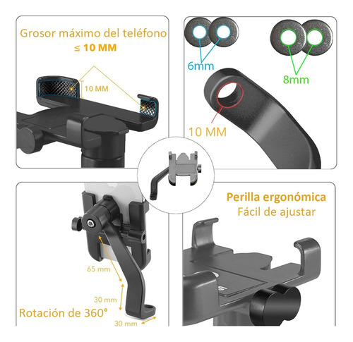 De Base Soporte Celular Moto Retrovisor Universal Metal