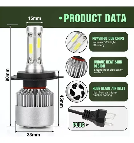 Kit Led Cree S6 44000 Lumens H4 H7 Hb4 H11 H8 + T10 Led W5w