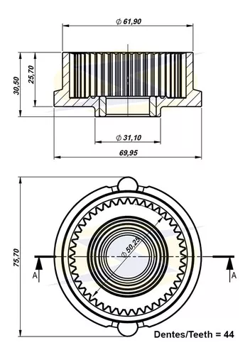 Reparo Planetaria Motor Partida 44 Dentes Ufr0137 Unifap