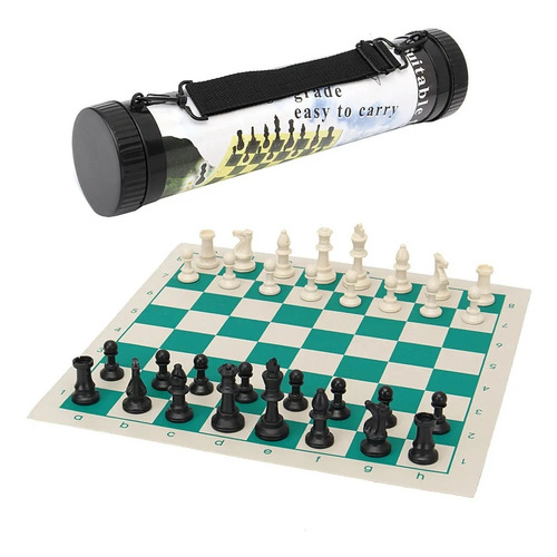 Juego Tablero De Ajedrez Enrollable Portátil Viajero 34cm