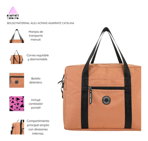Bolso Maternal Aleli Agarrate Catalina Negro Liso Si