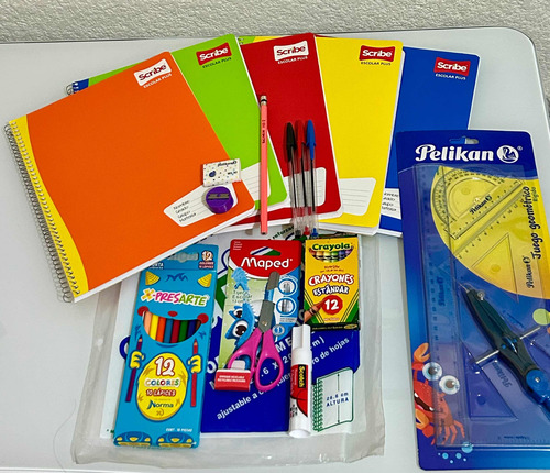 Paquete De Útiles Escolares, Kit Primaria, Cuadernos, Plumas