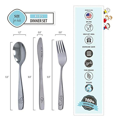 Cubiertos Para Niños Pequeños De Acero Inoxidable 12 Pzas