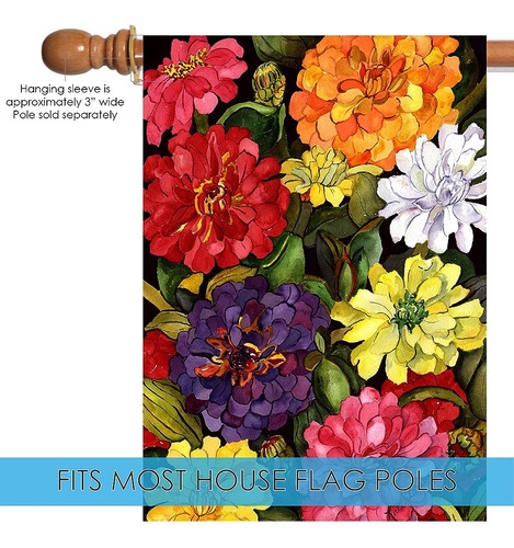 Toland Home Garden 102064 Zippy Zinnias Spring Flag 28x40 Pu