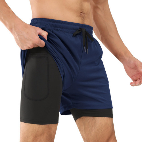 Lecoonmx Shorts Deportivos Para Hombre 2 In 1 Con Licra Con