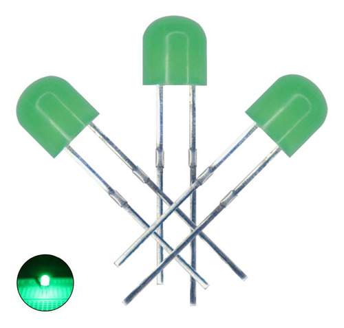 100 X Led 360 5mm Straw Hat 4.8mm Ultra Brillante Verde