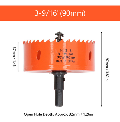 Sierra Perforadora Bimetálica 3-9/16 (90 Mm) Hss Heavy Duty