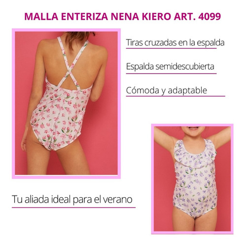 Imagen 3 de 7 de Malla Enteriza Niña Con Voladito Kiero Art. 4099 Entera