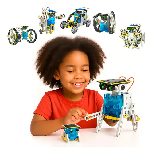 Robô 13 Em 1 Energia Solar Kit Robótica Educacional Top Cor Branco Green Energy