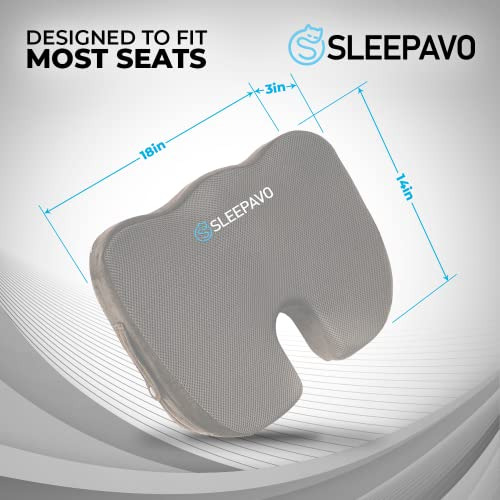 Almohadon Cojin De Espuma Vizcoelastica Para Asiento - Gris