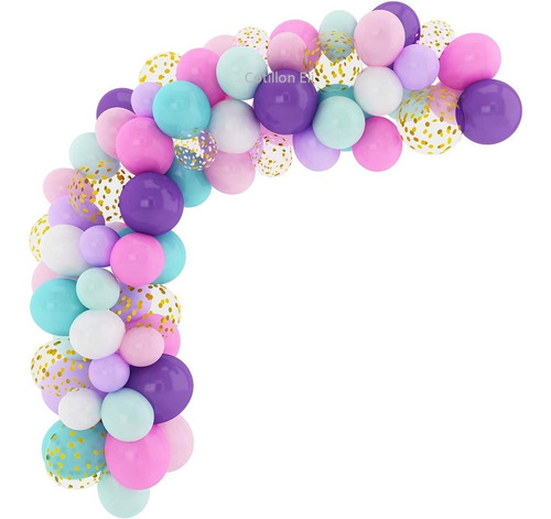 Arco Organico Globos Violeta Fucsia Rosa Celeste  Confetti