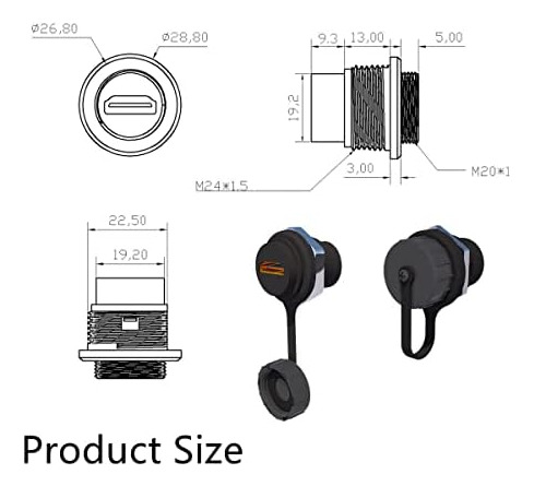 Penglin 2pcs Acoplador De Montaje En Panel Hdmi A Prueba De