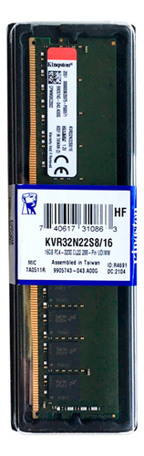 Memoria Ram Kingston 16gb Ddr4 Pc4-25600 3200mhz Dimm Parapc