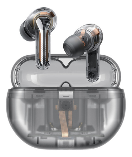 Audífonos in-ear gamer inalámbricos Soundpeats TWS Capsule 3 Pro transparent black con luz LED