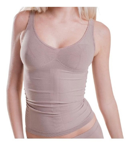 Camiseta Bretel Ancho Seamless Modeladora Nibel 7565 Piel