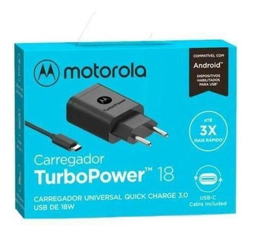 Carregador Motorola Turbopower 18w Usb-c Tipo-c Motorola