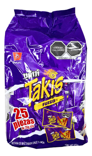 Mini Takis Fuego 25 Pack Barcel Botana De Maiz Chile Y Limón