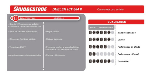 Combo X 4 Bridgestone 255/70 R16 111h Dueler H/t 684 Ii Ar