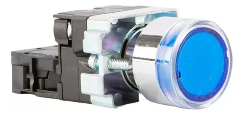 Pulsador Luminoso 22mm Panel Rasante Azul Na Baw Pronto