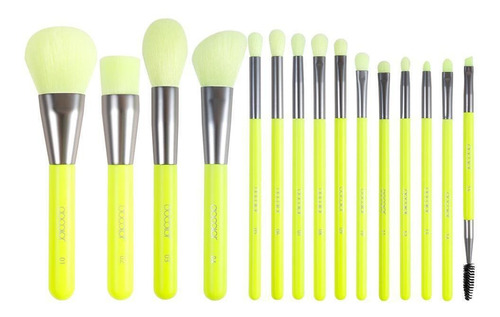 Kit de 15 pincéis para maquiagem Docolor N1505 neón verde