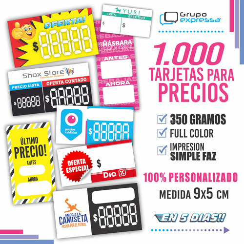 Carteles Personalizados P/ Precios Y Ofertas Tarjetas X1.000