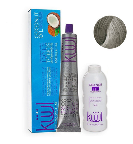 Tinta Kuul Platinado Con Aceite De Coco 90ml + Oxidante