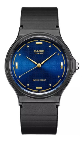 Reloj Casio Unisex Mq-76-2al Elegancia Negro Fondo Azul