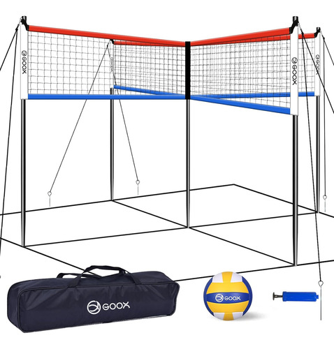 4 Square Volleyball Net Game Set,4 Person Volleyball Net For