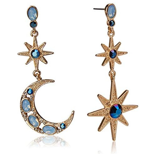 Aretes Colgantes De Luna Y Estrella Celestial