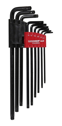 Imagem 2 de 4 de Jogo De Chaves L Tx Longas Perfil Hexalobular 9 Pçs Gedore